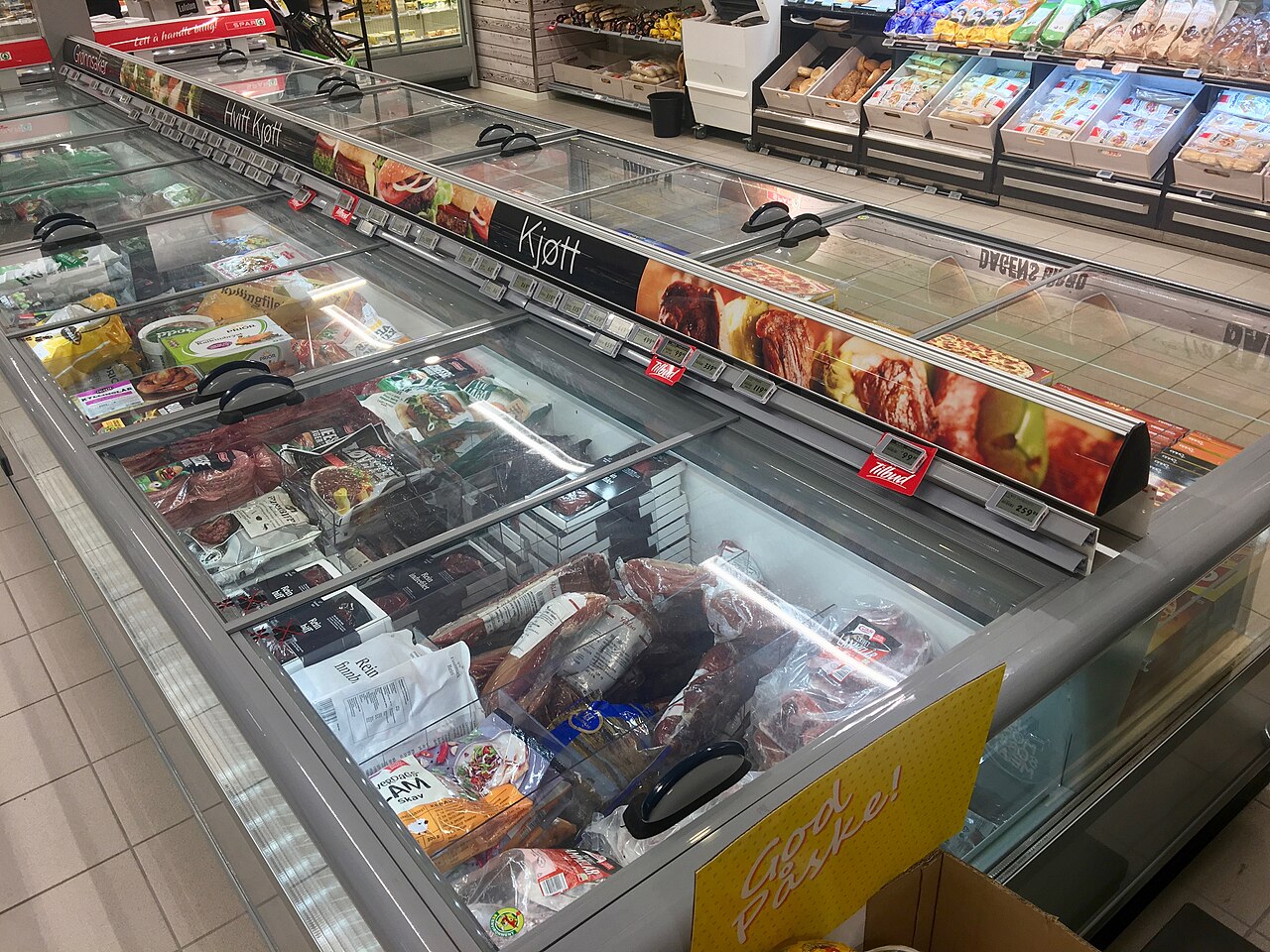 Frysedisk med kjøtt i SPAR i Fusa