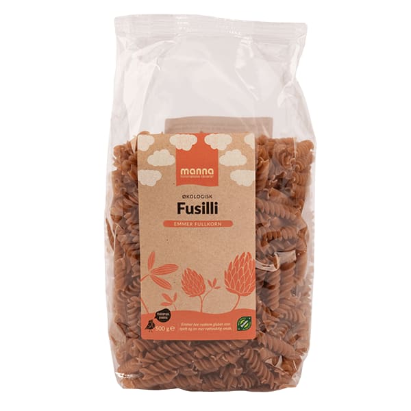 Fusilli emmerfullkorn, 500 g, økologisk, Manna