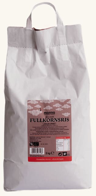 Fullkornsrislangkornet, 5 kg, økologisk, Manna