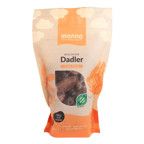 Dadler u/stein250 g, økologisk, Manna
