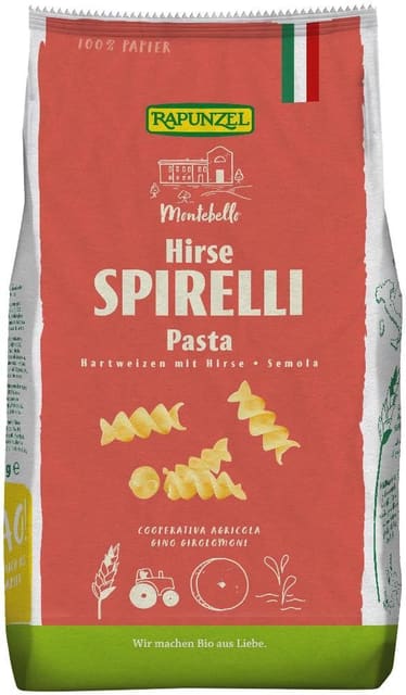 Fusilli m/hirse500 g, økologisk, Rapunzel