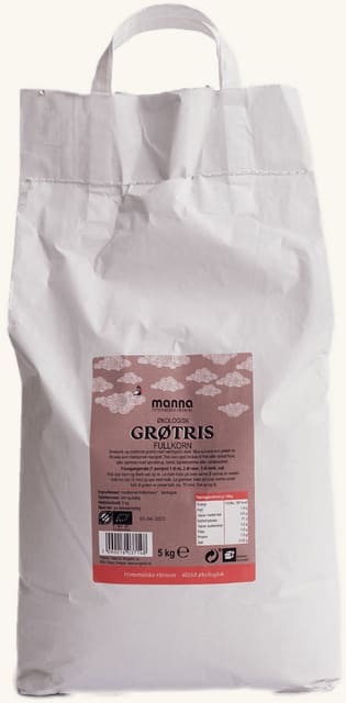 Grøtris fullkorn5 kg, økologisk, Manna