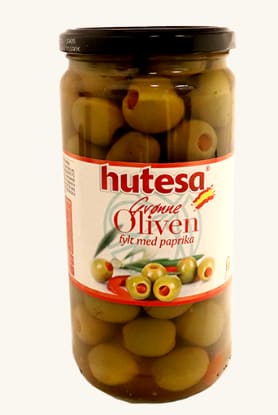 Grønne oliven m/Paprika 700g