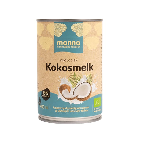 Kokosmelk18% fett, 400 ml, økologisk, Manna