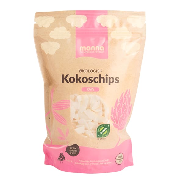 Kokoschips raw200 g, økologisk, Manna