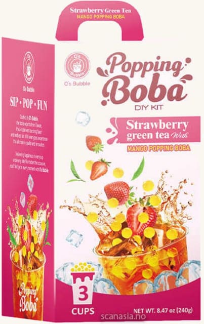 O's Bubble Popping Boba Kit Jordbær 240g