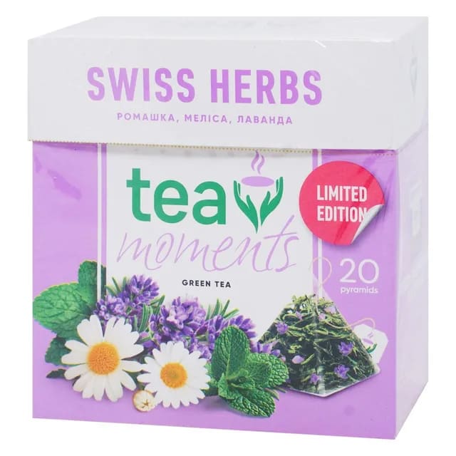 Grønn te i pyramider "Swiss Herbs" Tea moments 34g