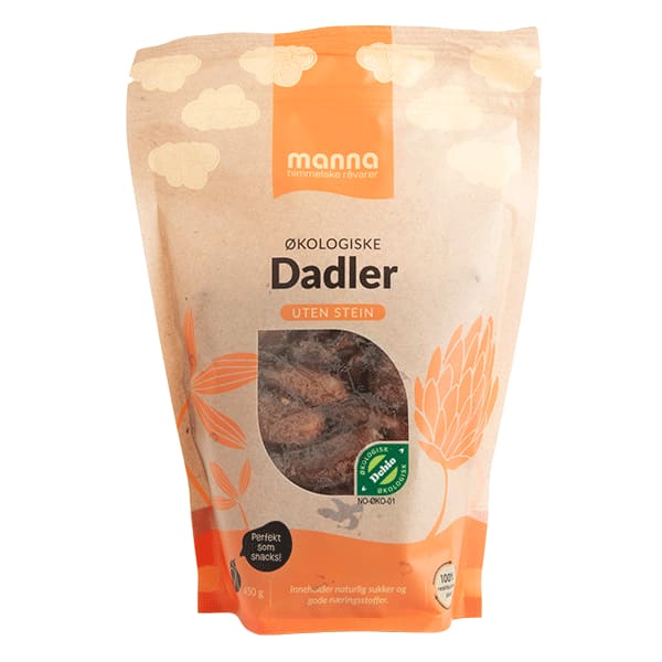Dadler u/stein450 g, økologisk, Manna