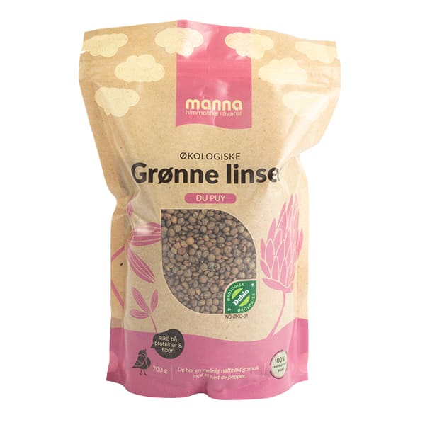 Grønne linser du Puy700 g, økologisk, Manna