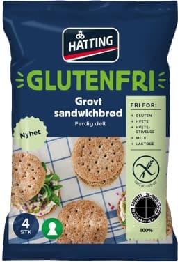 Sandwichbrød Grovt glutenfri 4stk Hatting