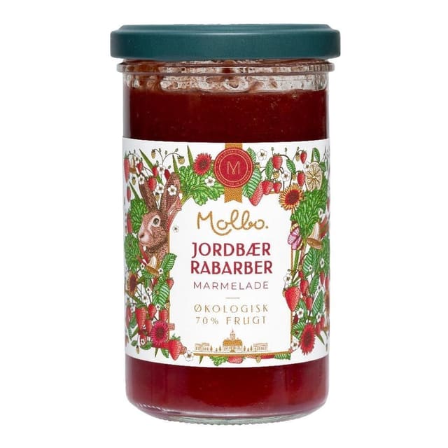Syltetøyjordbær & rabarbra, 290 g, økologisk, Rømer Vegan
