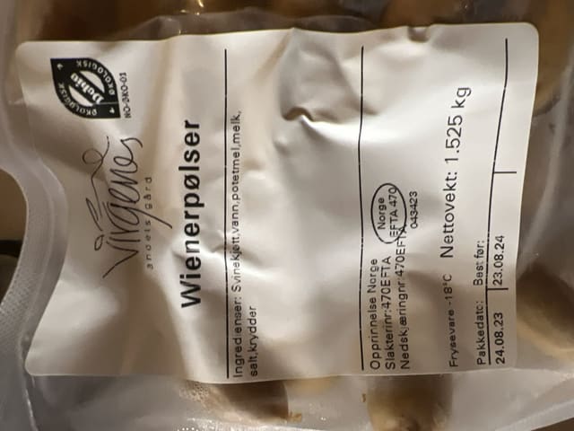 Wienerpølse ca 0,9 kg