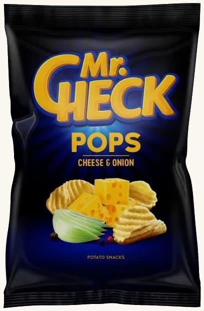 Potetchips med oste- og løksmak Mr.Check, 90g