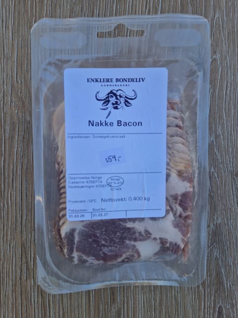 Skivet nakke bacon av Frilandsgris