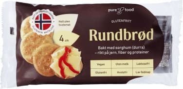 Rundbrød 4stk 120g Pure Food Norway