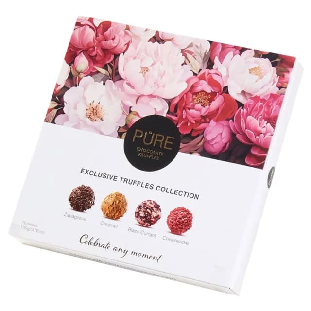 Samling av melkesjokolade og mørk sjokoladetrøfler PURE 135g
