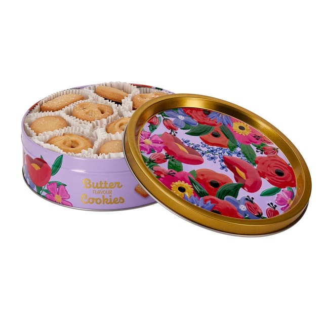 Smørsmak Kjeks Boks Blomster 340g | Delikat kjeksassortiment | Becky's