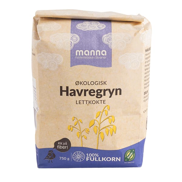 Havregryn lettkokte750 g, økologisk, Manna
