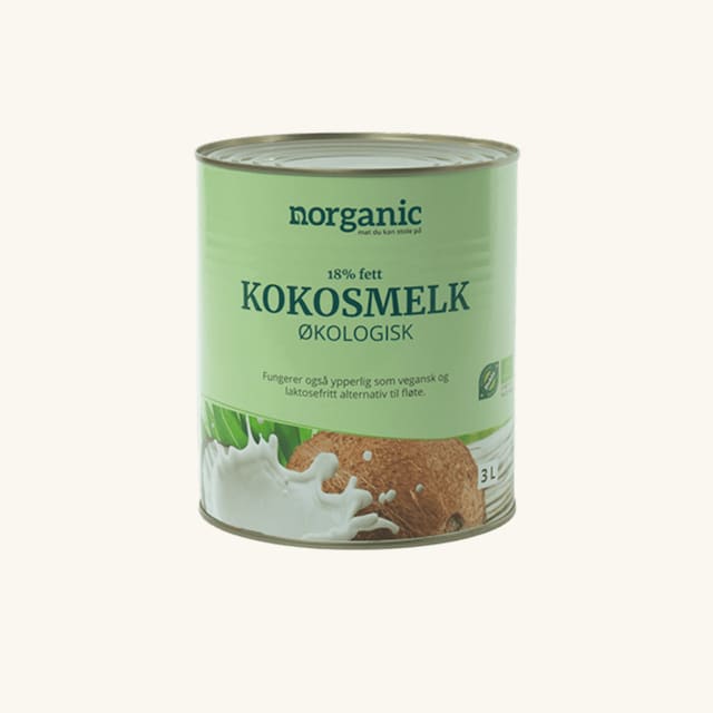 Kokosmelk18% fett, 3 l, økologisk