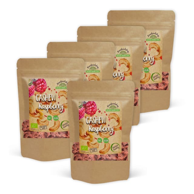 Cashewnøtter Bringebær EKO 200 g x 5 pakker
