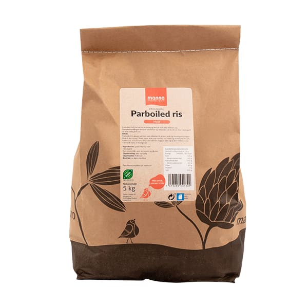 Ris Parboiled hvit5 kg, økologisk, Manna