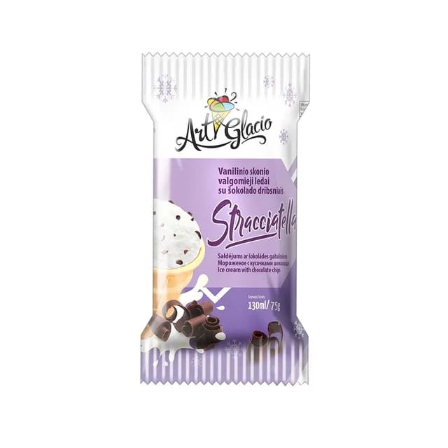 Vaniljeiskrem med sjokolade bitter "Art Glacio" i vaffelkopp 75g