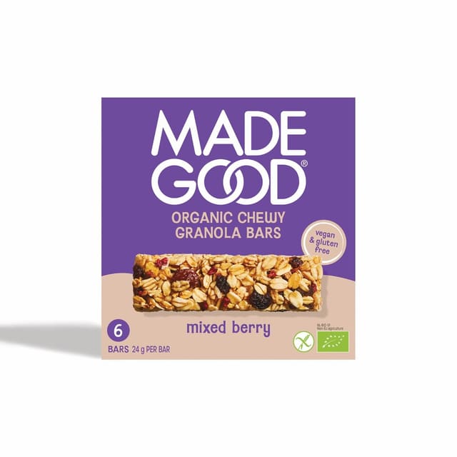 Müslibar m/tørket frukt6 x 24 g, økologisk, MadeGood