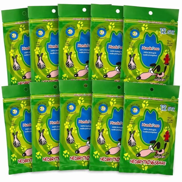 Nedbrytbare Hundeposer 10x12pk | Storpakk | 120stk