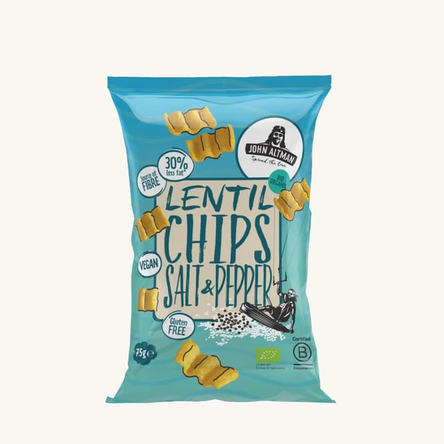 Linsechipspepper og salt, 75 g, økologisk