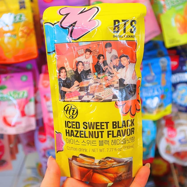 BTS Korean Pouch Drink Iced Sweet Black Hazelnut Coffee 230ml (HY)