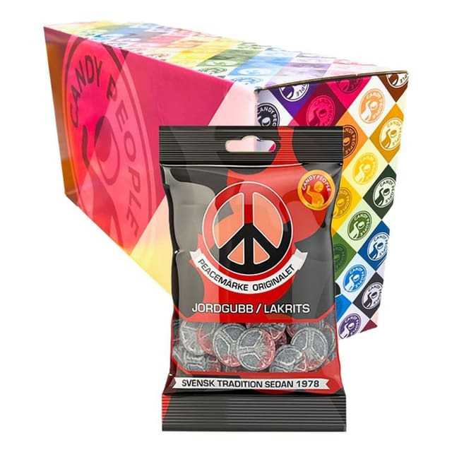 Peacemerke Jordbær og Lakris 18x80g | Storpakk
