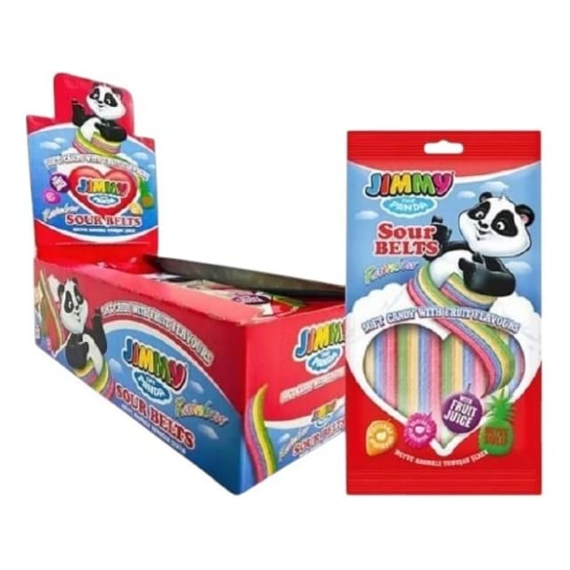 Jimmy the Panda Sour Belt Rainbow 12x75g | Storpakk