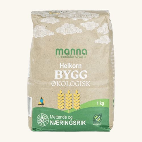 Bygg helkorn1 kg, økologisk, Manna