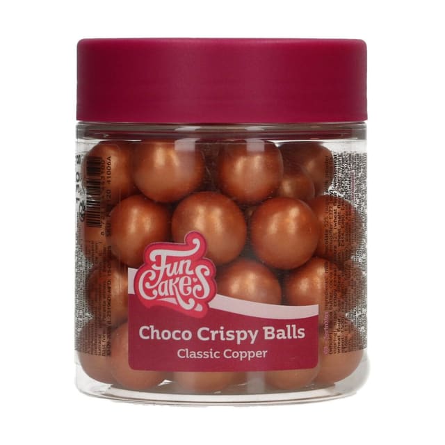 Crispy sjokoladekuler metallic kobber – 130 g, FunCakes – BEST FØR 10/26