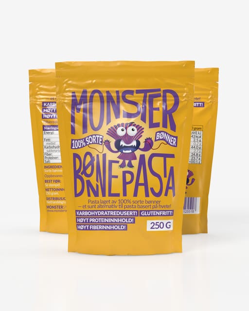 Monster Bønnepasta 3x250g – TREPAKNING