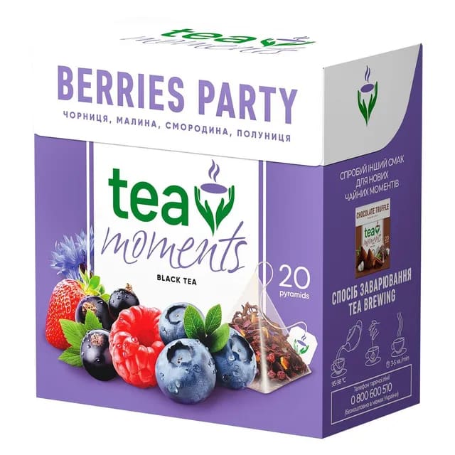 Svart te i pyramider "Berries party" Tea moments 36g
