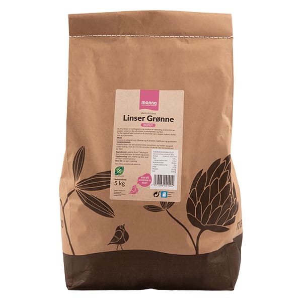 Grønne linser du Puy5 kg, økologisk, Manna
