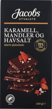 Sjokolade Mørk 70% Karamell/Mandel/Havsalt 100g Ja