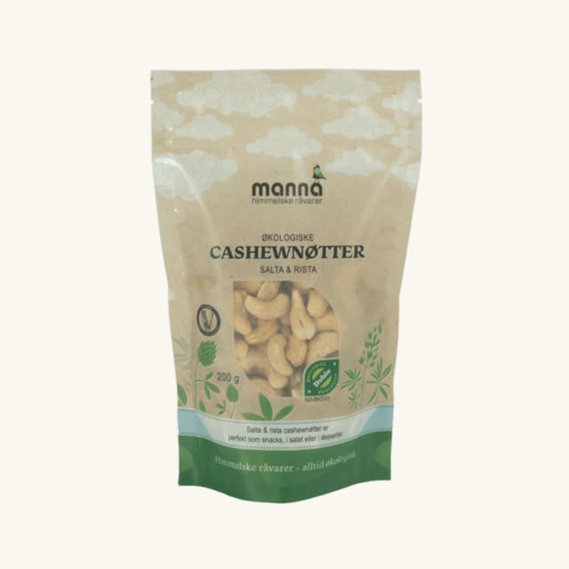 Cashewnøttersalta & rista, 200g, økologisk, Manna