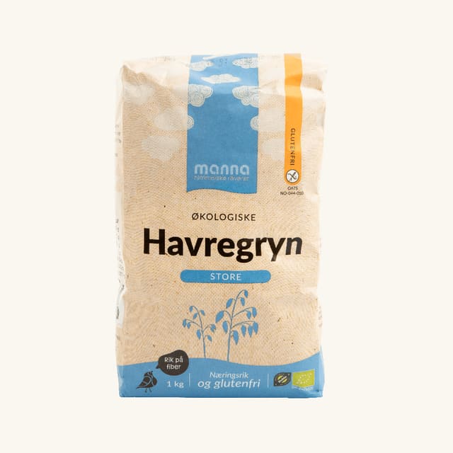 Havregrynstore, glutenfri, 1kg, økologisk, Manna