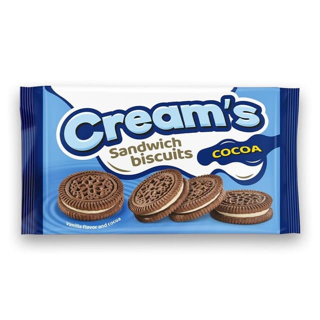 Cream`s Sandwichkjeks med kakao og vaniljefyll 230g | Nordthy kjeks