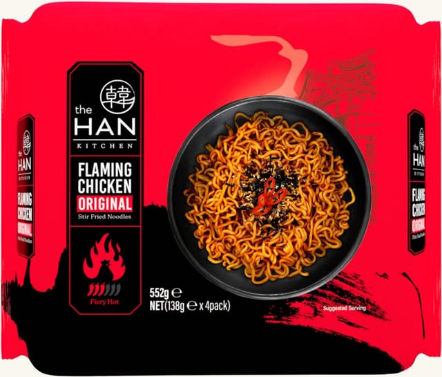 The Han Kitchen Flaming Chicken Ramen 4-pack 552g
