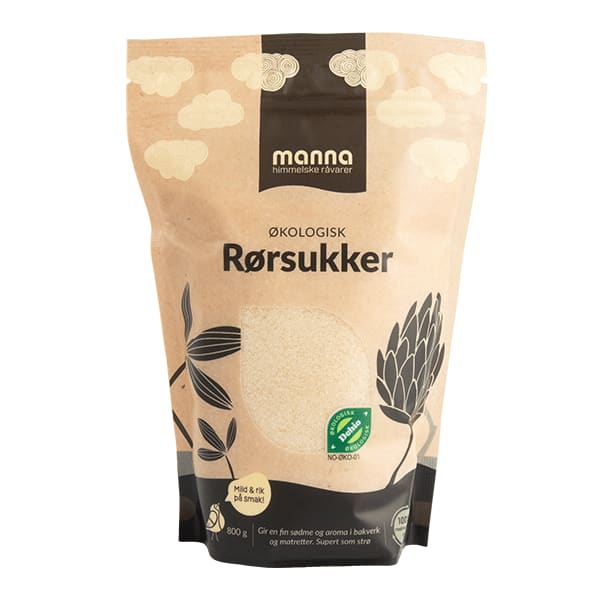 Rørsukkergyldent, 800 g, økologisk, Manna
