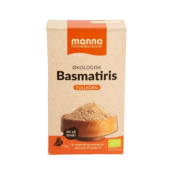 Basmatirisfullkorn, 1 kg, økologisk, Manna