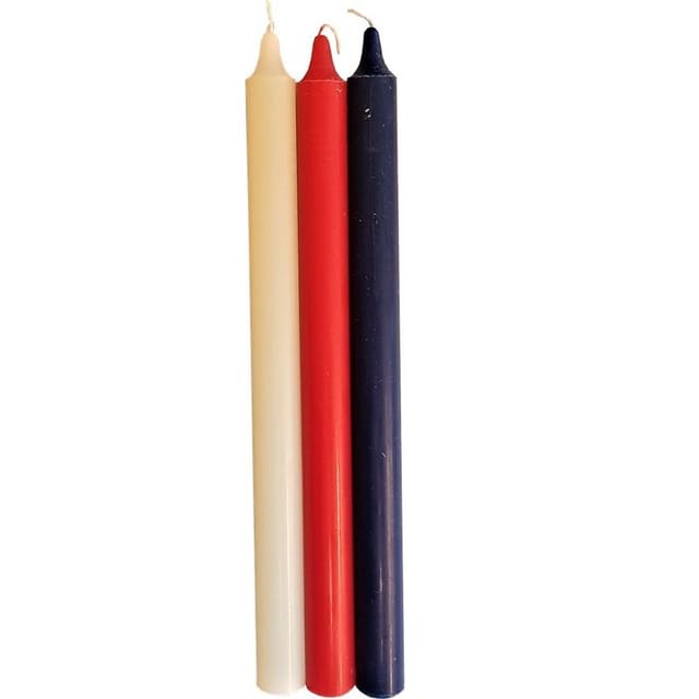 Unik Kronelys 17.mai rød/hvit/blå 29cm 3 - pk