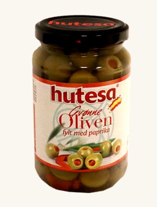 Hutesa Grønne Oliven m/Paprika 350g