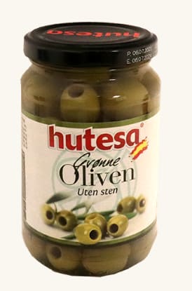 Hutesa Grønne Oliven uten Stein 350g