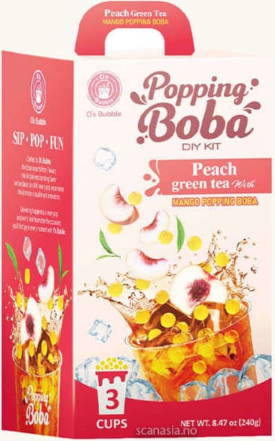 O's Bubble Popping Boba Kit Fersken 240g
