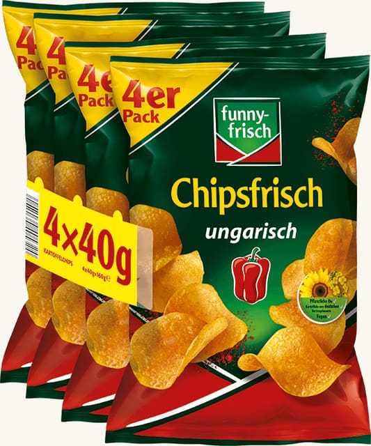 funny-frisch Chipsfrisch Ungarisch, 4 × 40 g