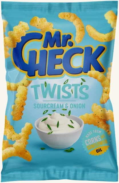 Twist med rømme- og løksmak Mr.Check 150g